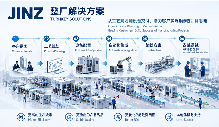 整厂整线解决方案六步流程 · 概念示意（非实景）